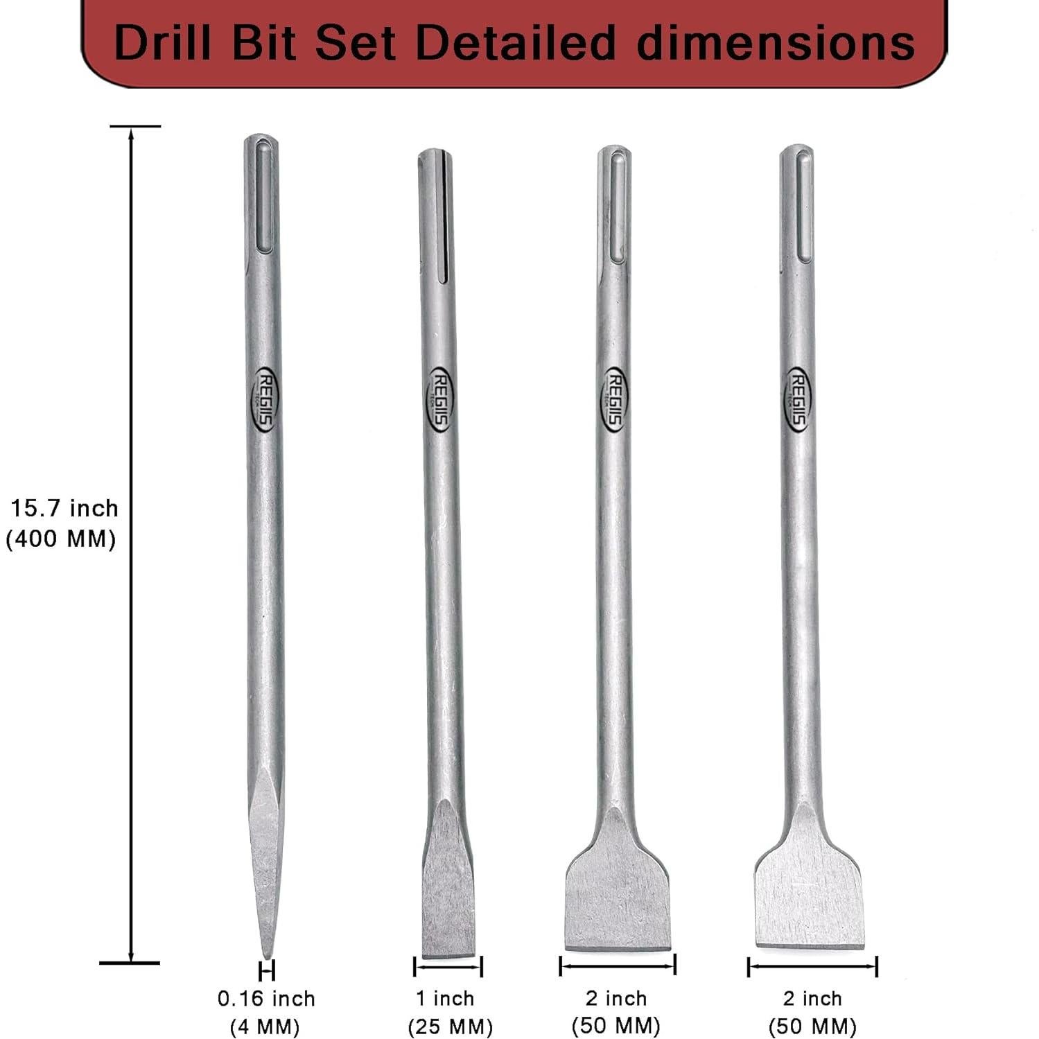 Juego de Cinceles 4 Piezas Regiis Tech SDS MAX 39.88 cm