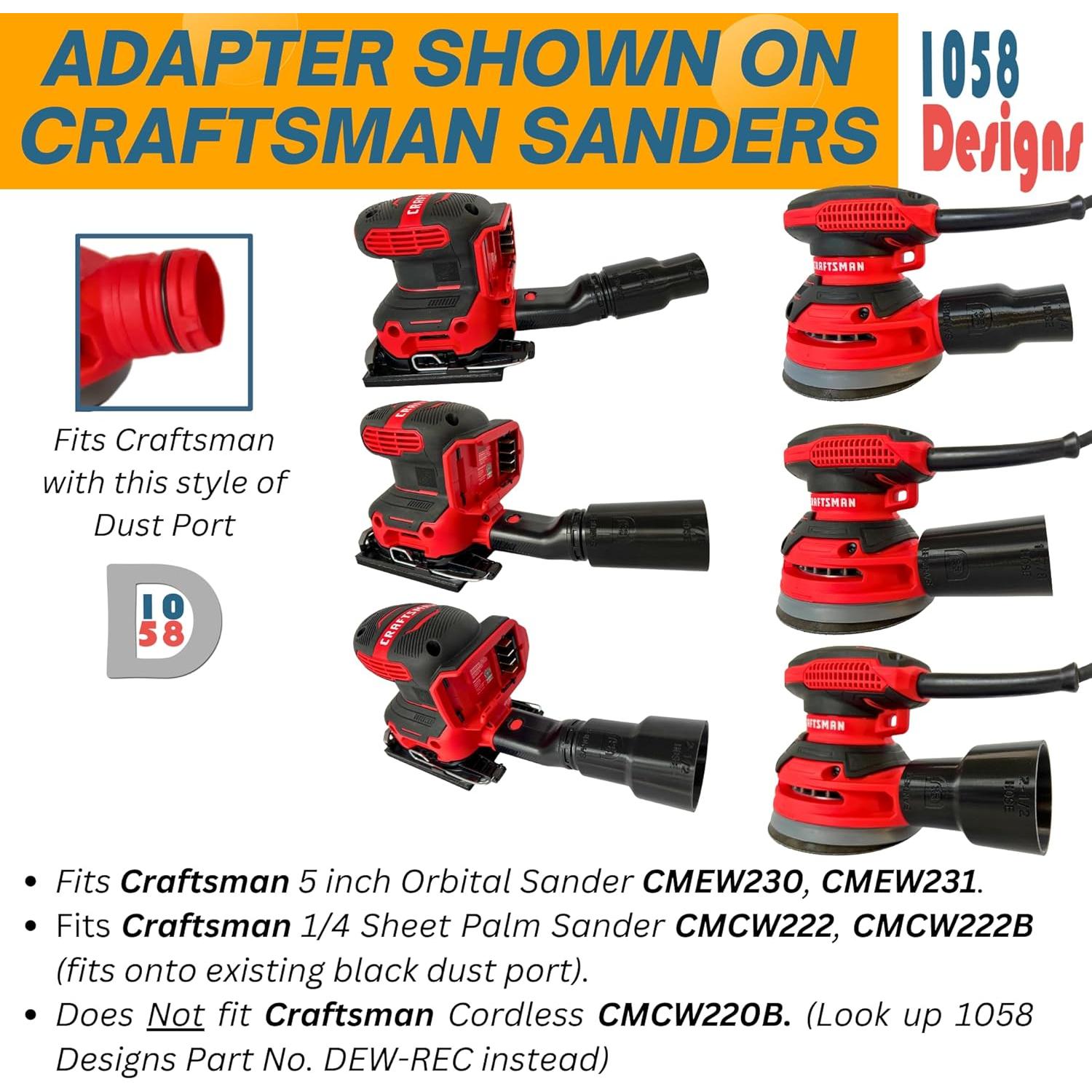 Adaptador de Vacío 1058 Designs para Lijadoras DeWalt y Craftsman