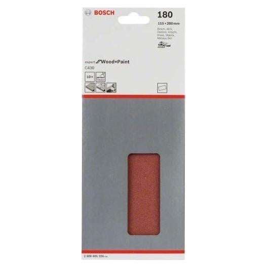 Hojas de Lijado Bosch 10 Pzas Grano 180 para Lijadora Orbital