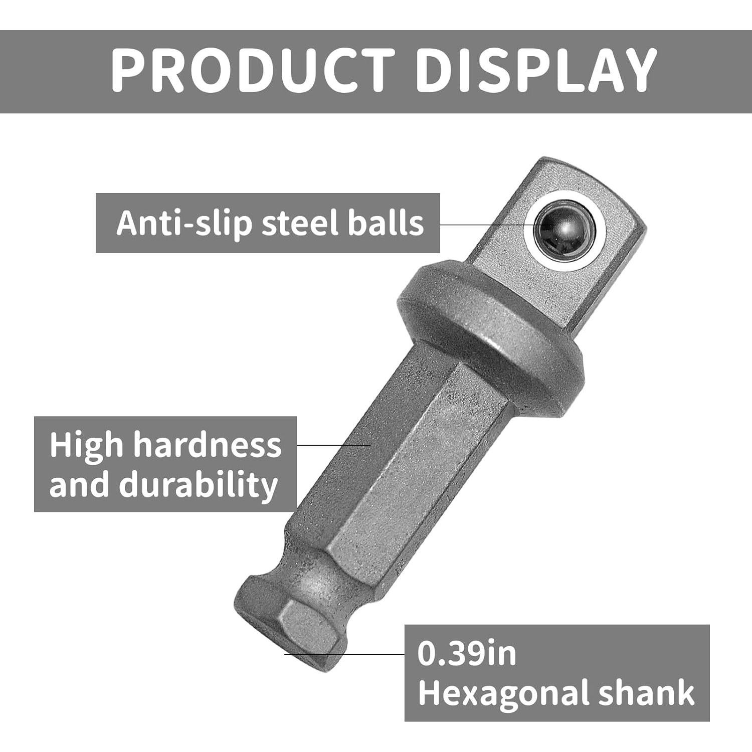 Adaptador de enchufe cuadrado Lrcipru 7/16 a 1/2, 2"