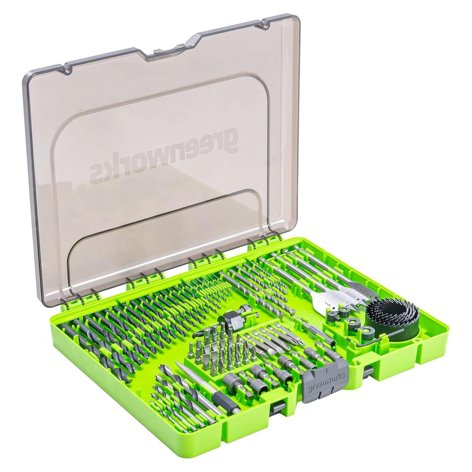 Juego de Brocas y Puntas Greenworks 90 Piezas Óxido Negro