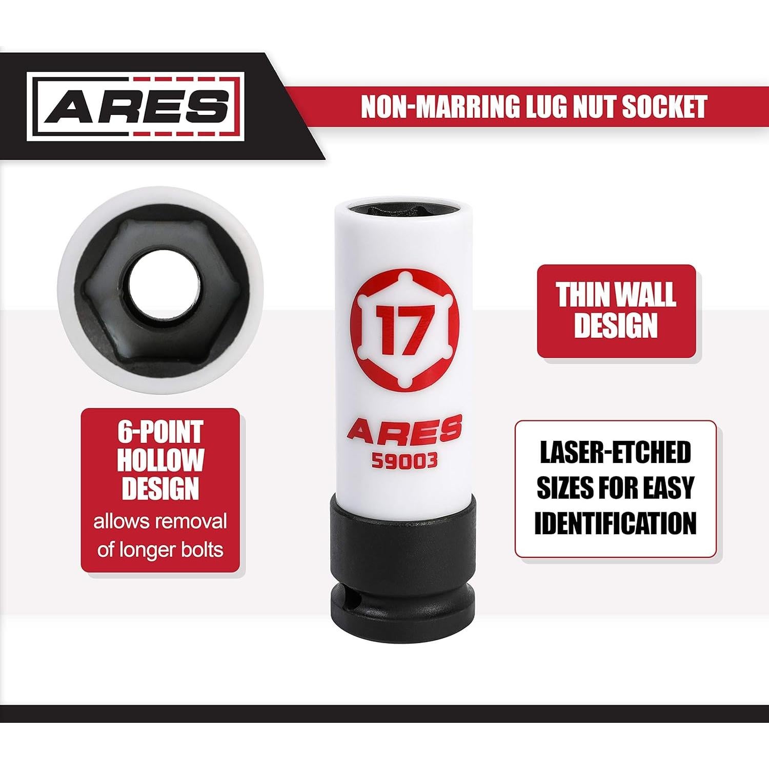 Dado para Tuercas 17mm ARES 59003 con Funda Protectora