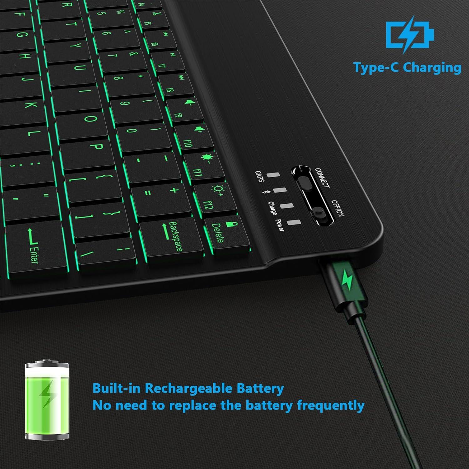 Teclado Bluetooth Retroiluminado TOHAKATA para iPad y Tablet