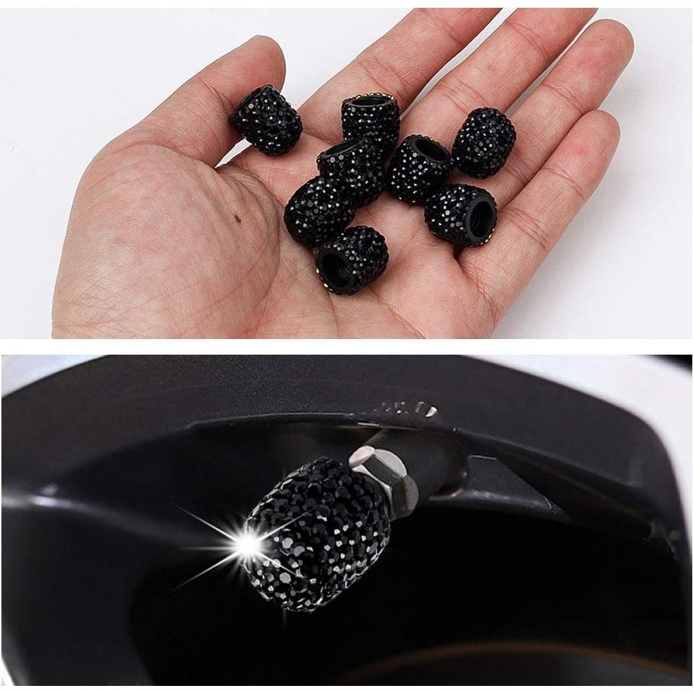 Paquete de 8 Tapas de Válvula Brillantes SUMAJU - Cristal Negro