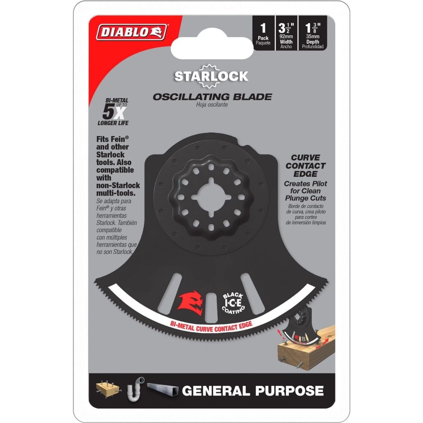 Cuchilla Oscilante Bi-Metal Diablo Starlock 3.5" para Madera y Metal