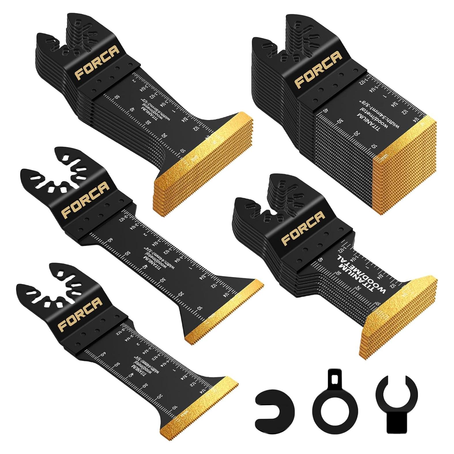 Kit de Cuchillas Oscilantes FORCA 66 Piezas Titanio para Metal y Madera