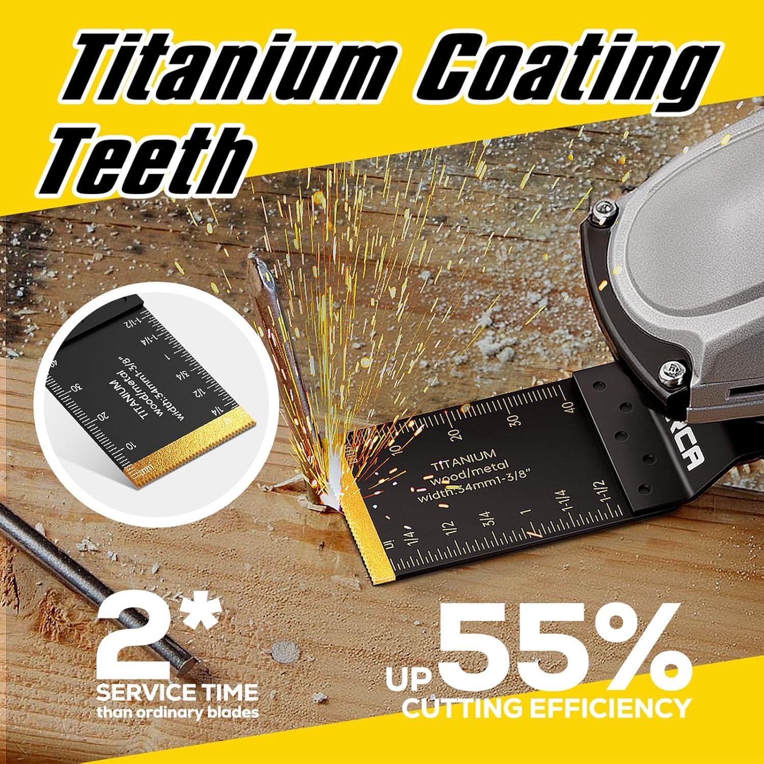 Kit de Cuchillas Oscilantes FORCA 66 Piezas Titanio para Metal y Madera