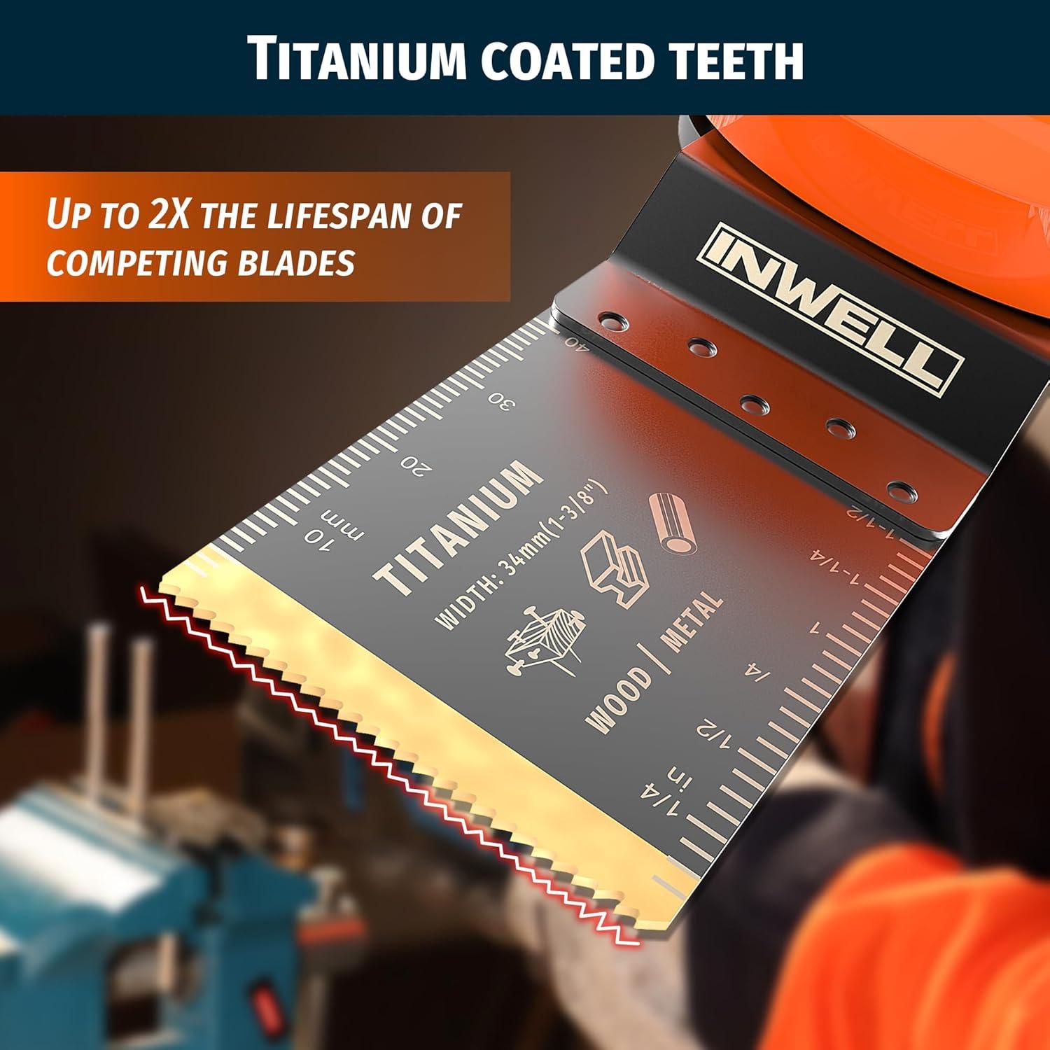 3 Hojas de Sierra Oscilante Inwell Titanio 10.8cm para Madera y Metal