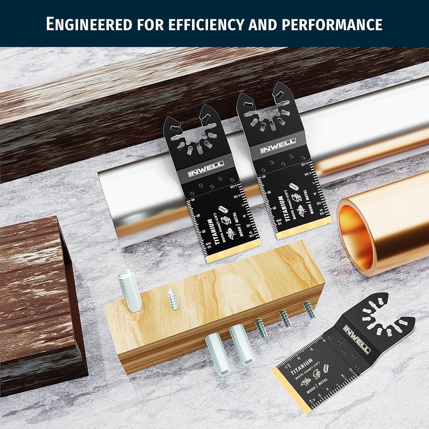 3 Hojas de Sierra Oscilante Inwell Titanio 10.8cm para Madera y Metal