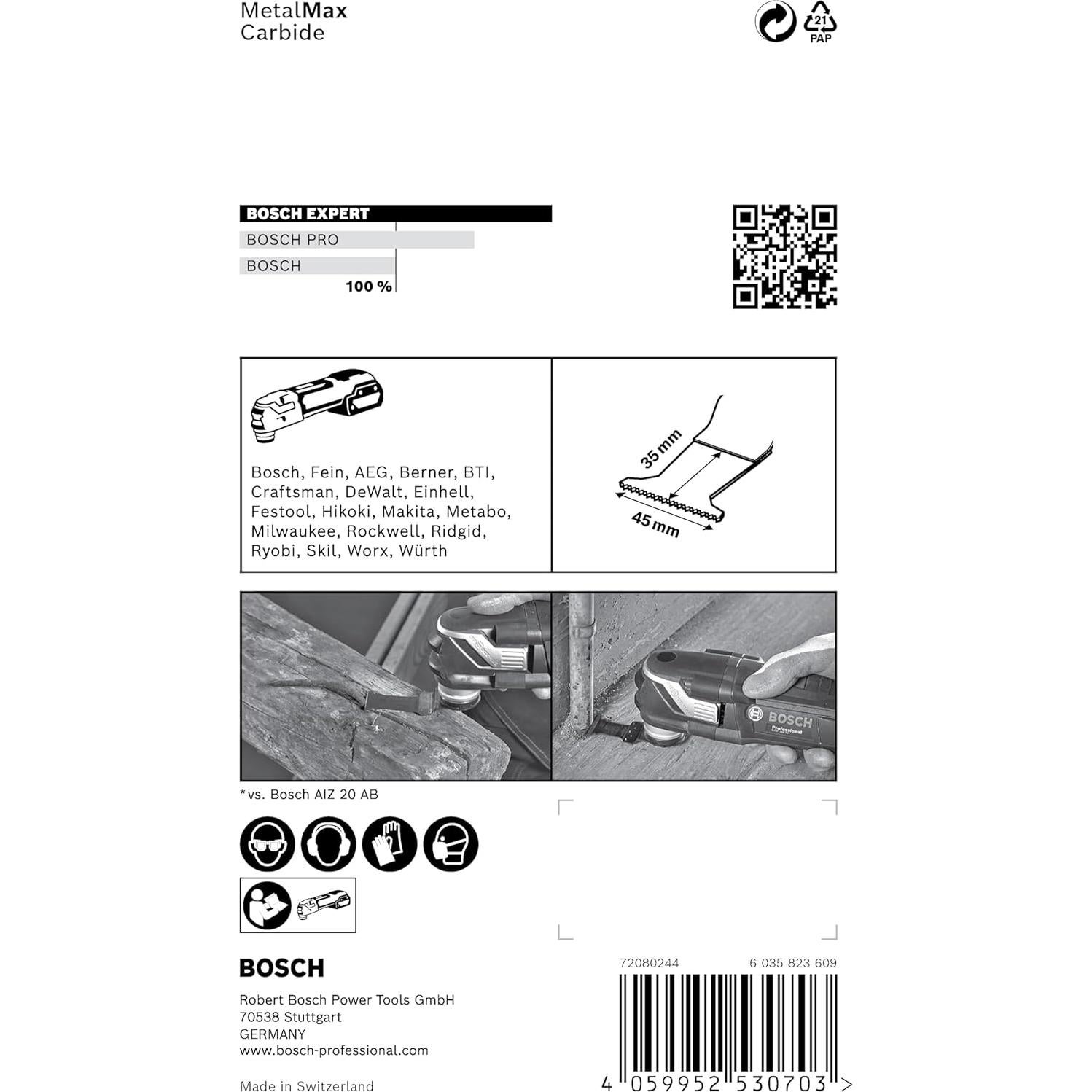 Cuchilla para Multiherramienta Bosch Expert MetalMax 45mm