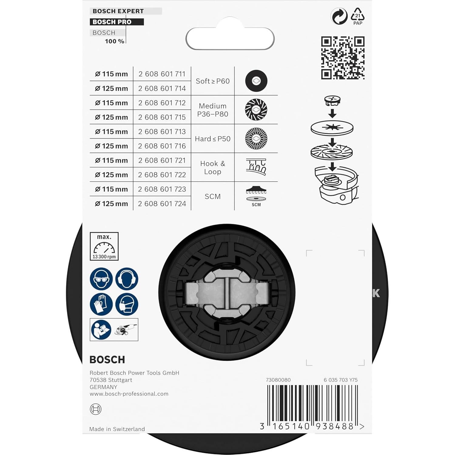 Almohadilla de Respaldo Bosch X-LOCK 115 mm Grano Medio