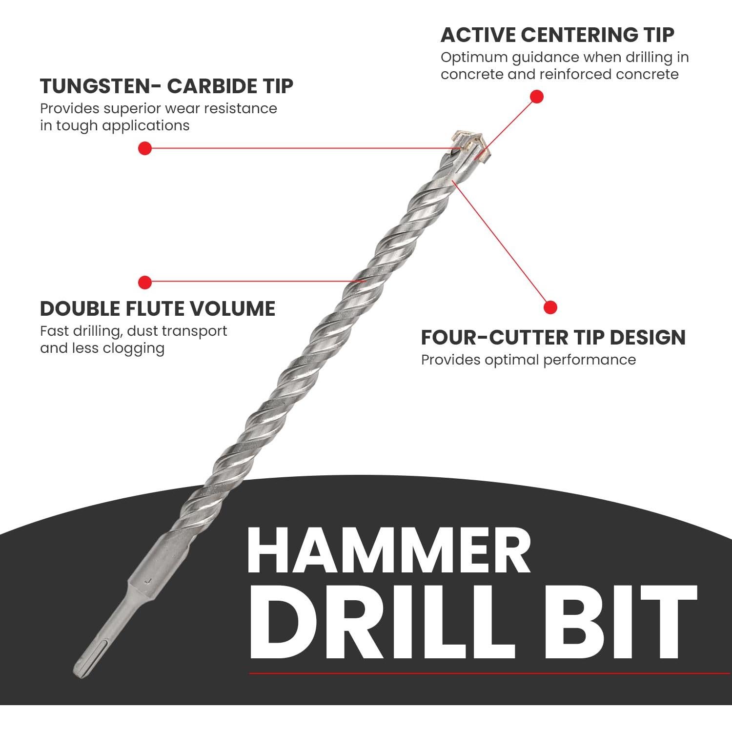 Juego de 8 Brocas SDS Plus Torxero para Concreto 38.1 cm