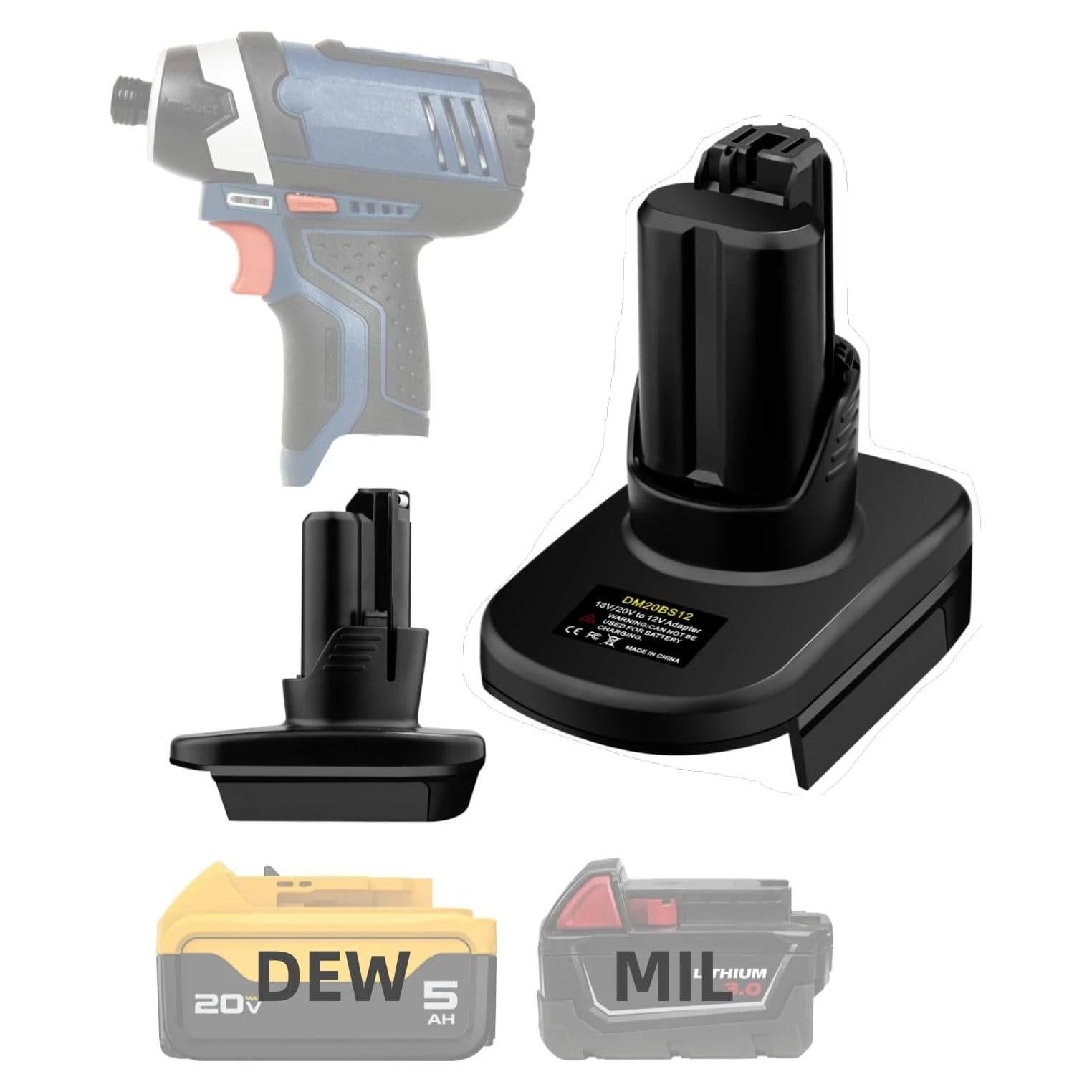 Adaptador de Batería Inalámbrica Bosch 12V Compatible Milwaukee 18V