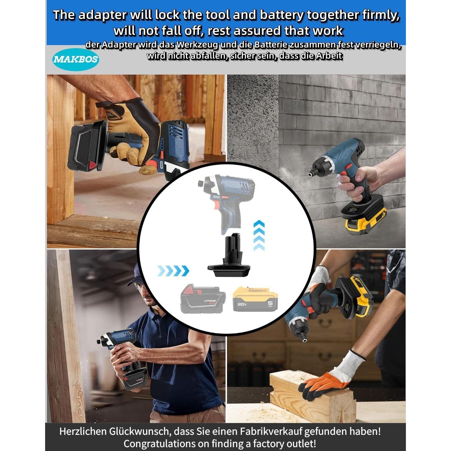 Adaptador de Batería Inalámbrica Bosch 12V Compatible Milwaukee 18V