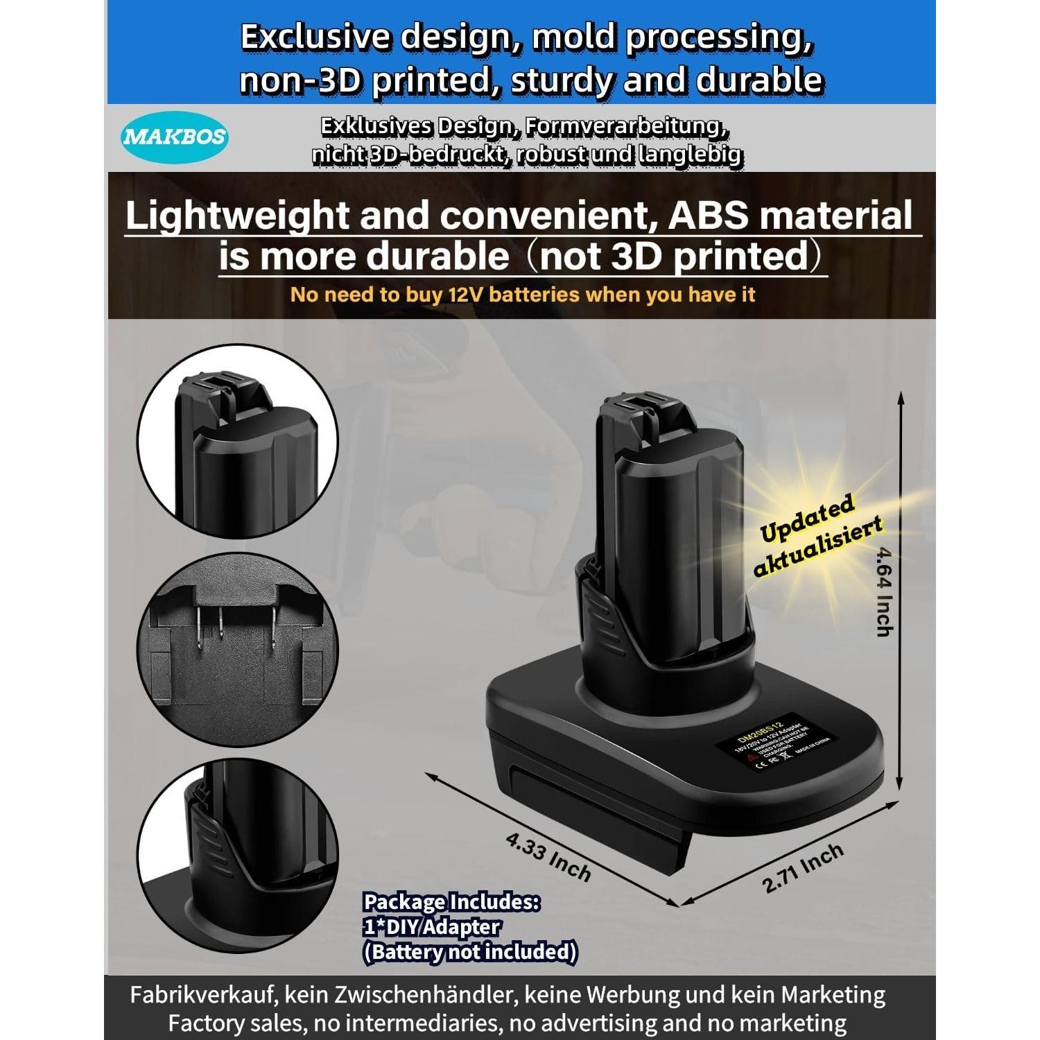 Adaptador de Batería Inalámbrica Bosch 12V Compatible Milwaukee 18V