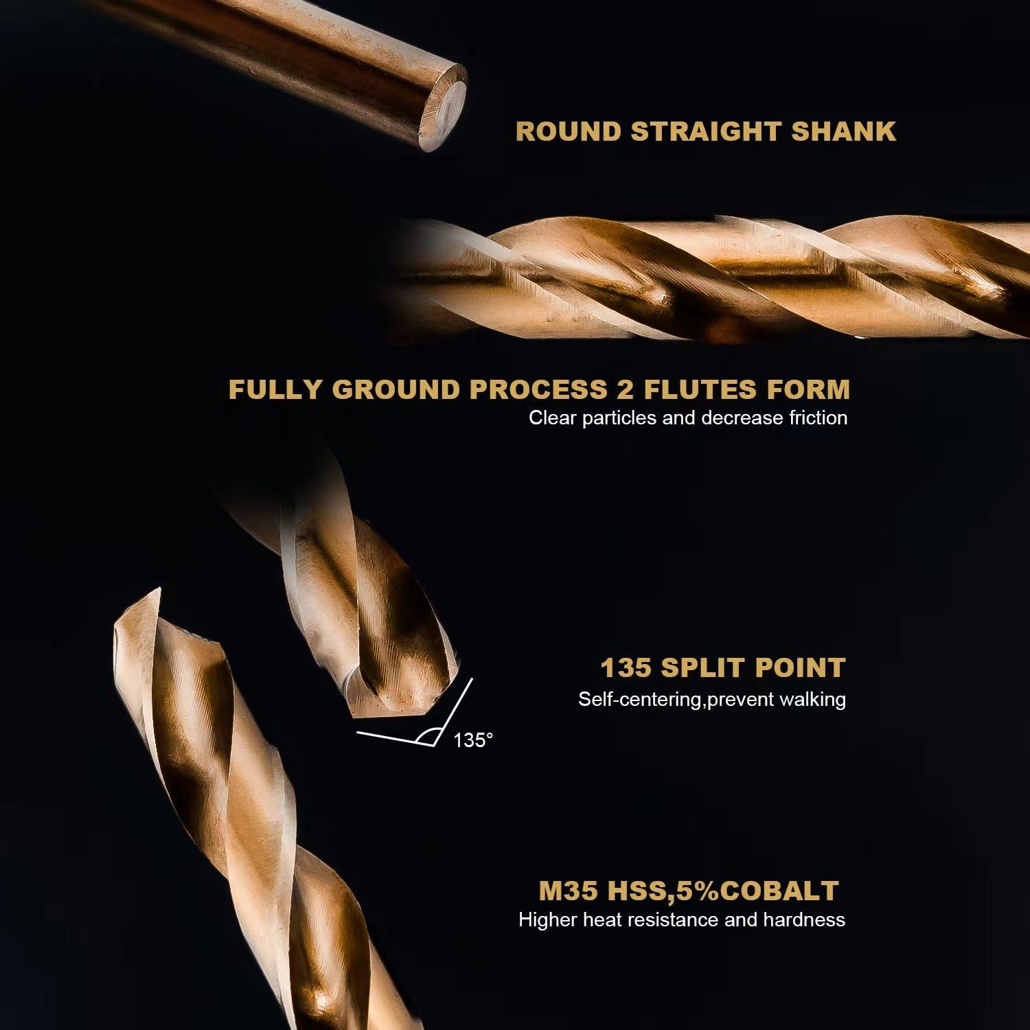 Juego de Brocas de Cobalto 13 Piezas HSS M35 para Metal