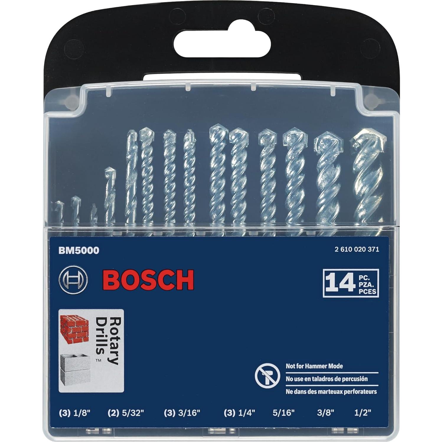 Juego de Brocas de Carburo Bosch BM5000 - 14 Piezas para Masonería