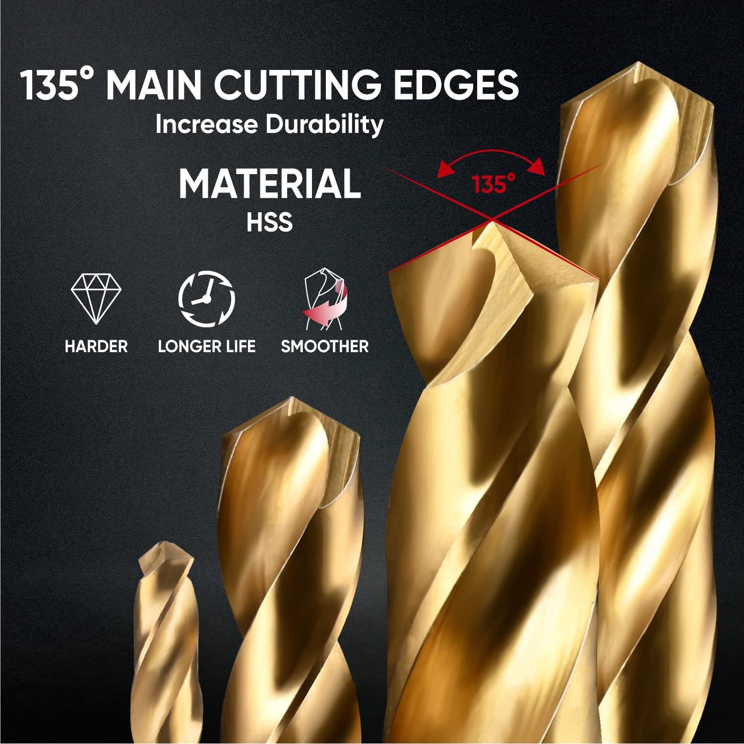 Juego de Brocas Hexagonales Amoolo 16 Piezas Titanio HSS