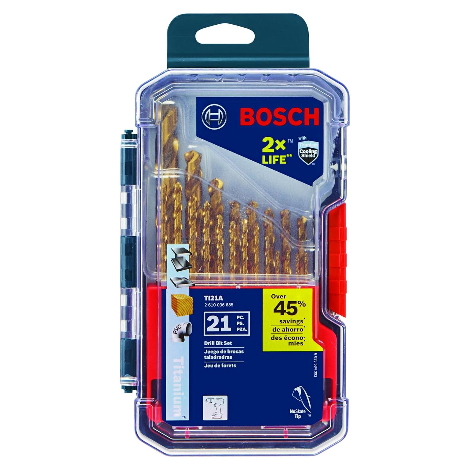 Juego de 21 Piezas Brocas de Titanio BOSCH TI21A