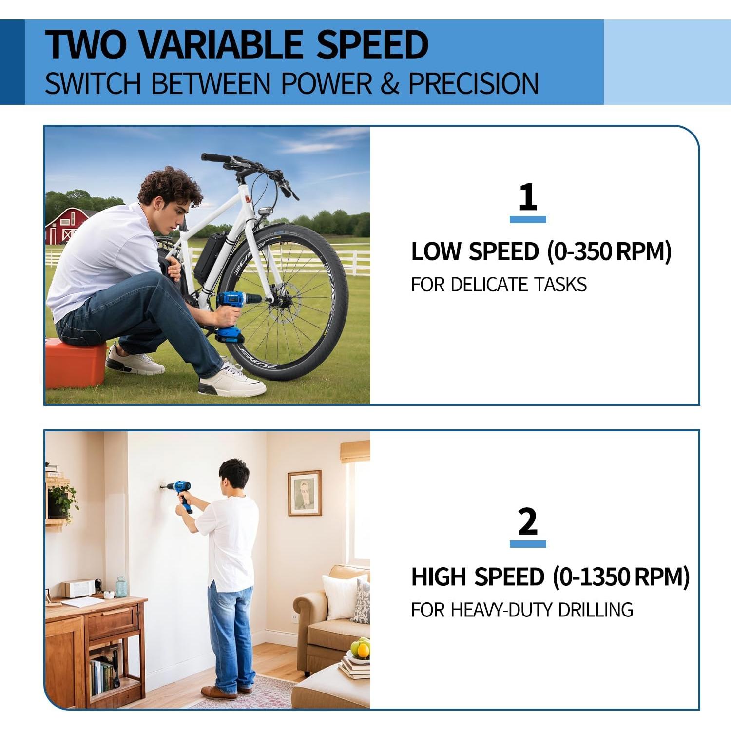 Taladro Inalámbrico MYSTNYRX 21V con 2 Baterías y Cargador