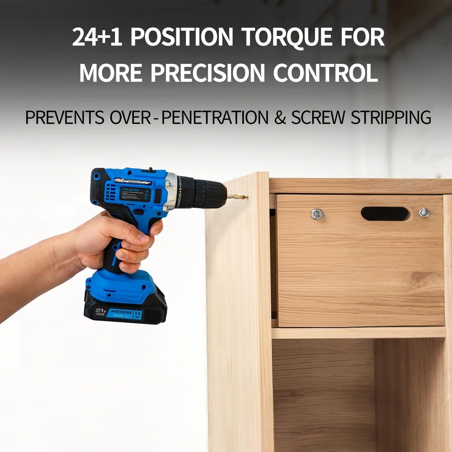 Taladro Inalámbrico MYSTNYRX 21V con 2 Baterías y Cargador