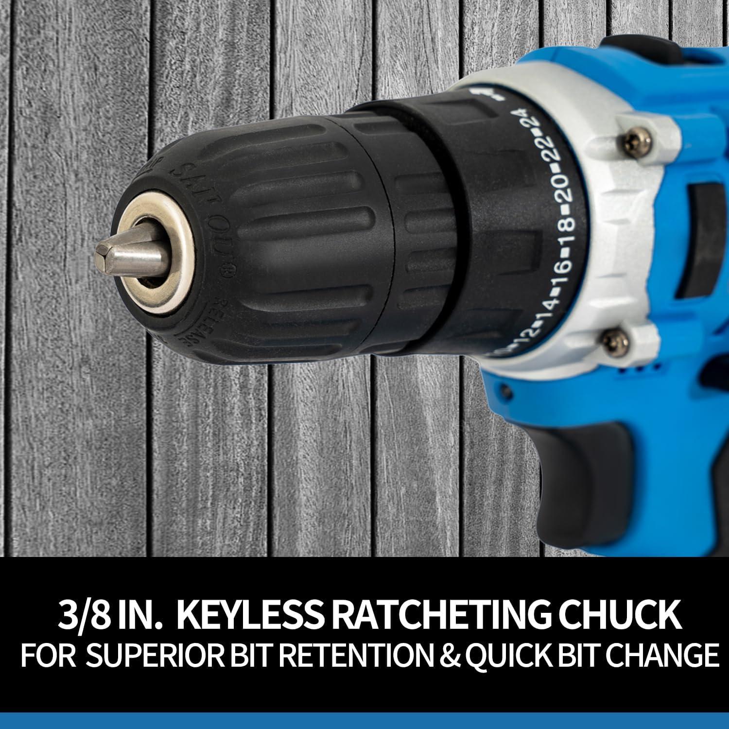 Taladro Inalámbrico MYSTNYRX 21V con 2 Baterías y Cargador