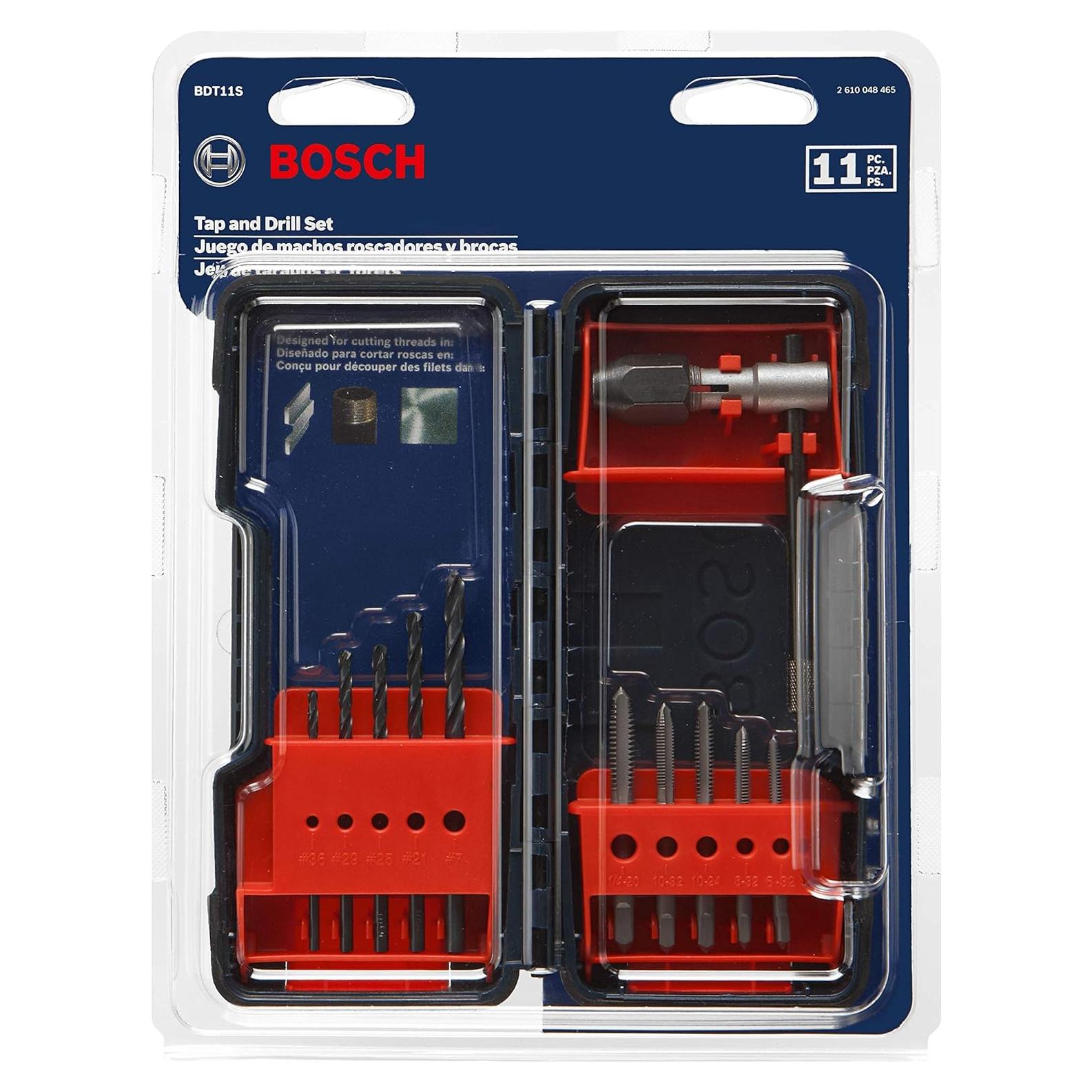 Juego de Brocas y Machos Bosch BDT11S - 11 Piezas Acero