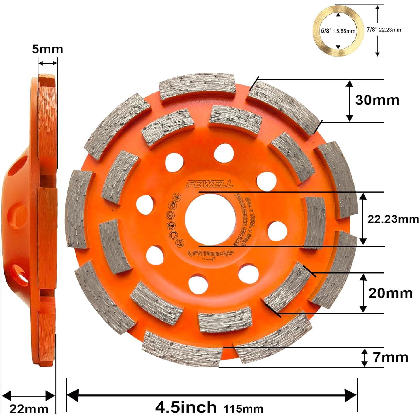 Rueda de Pulido de Concreto FEWELL 11.43 cm Doble Fila