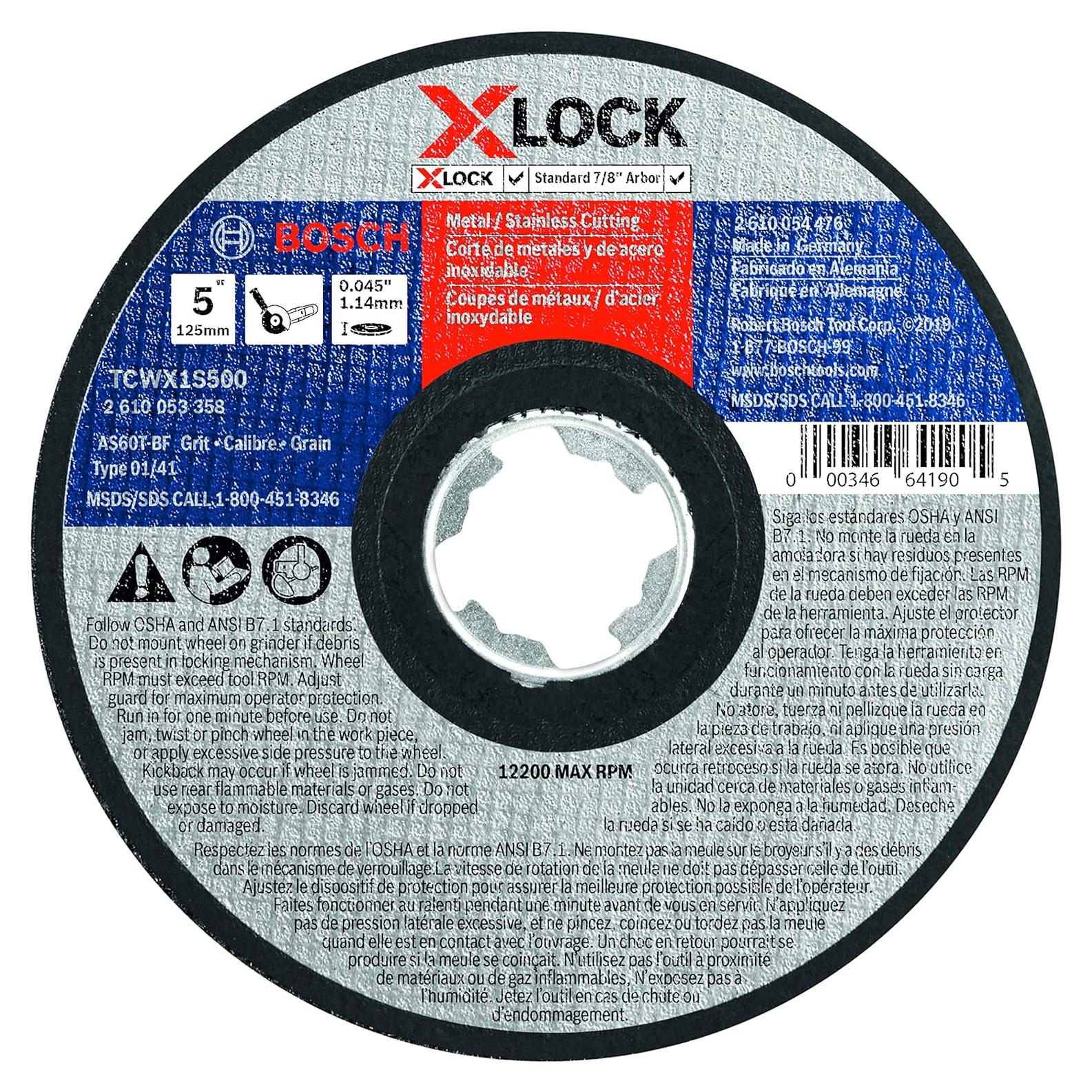 Rueda Abrasiva Bosch X-LOCK 5" 60 Grano para Corte Metal