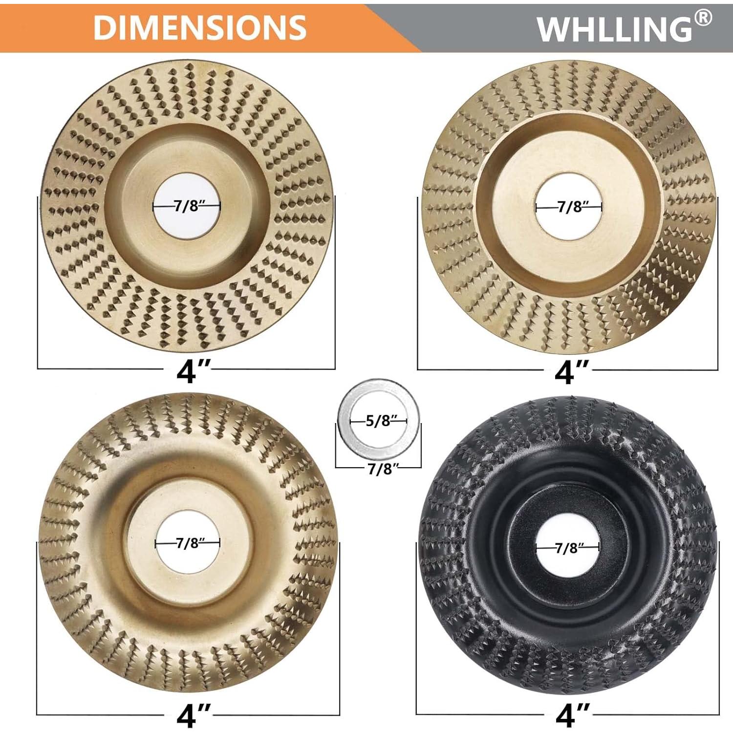 Juego de Discos de Tallado WHLLING 4 Piezas para Amoladora 10cm