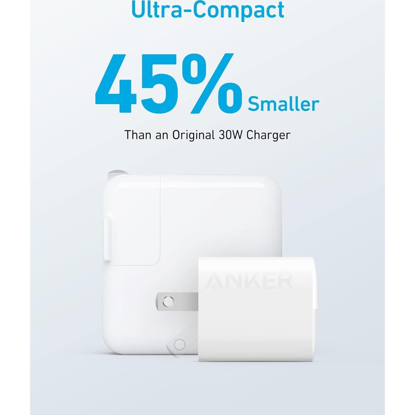 Cargador Anker 323 USB-C 33W Plegable Blanco