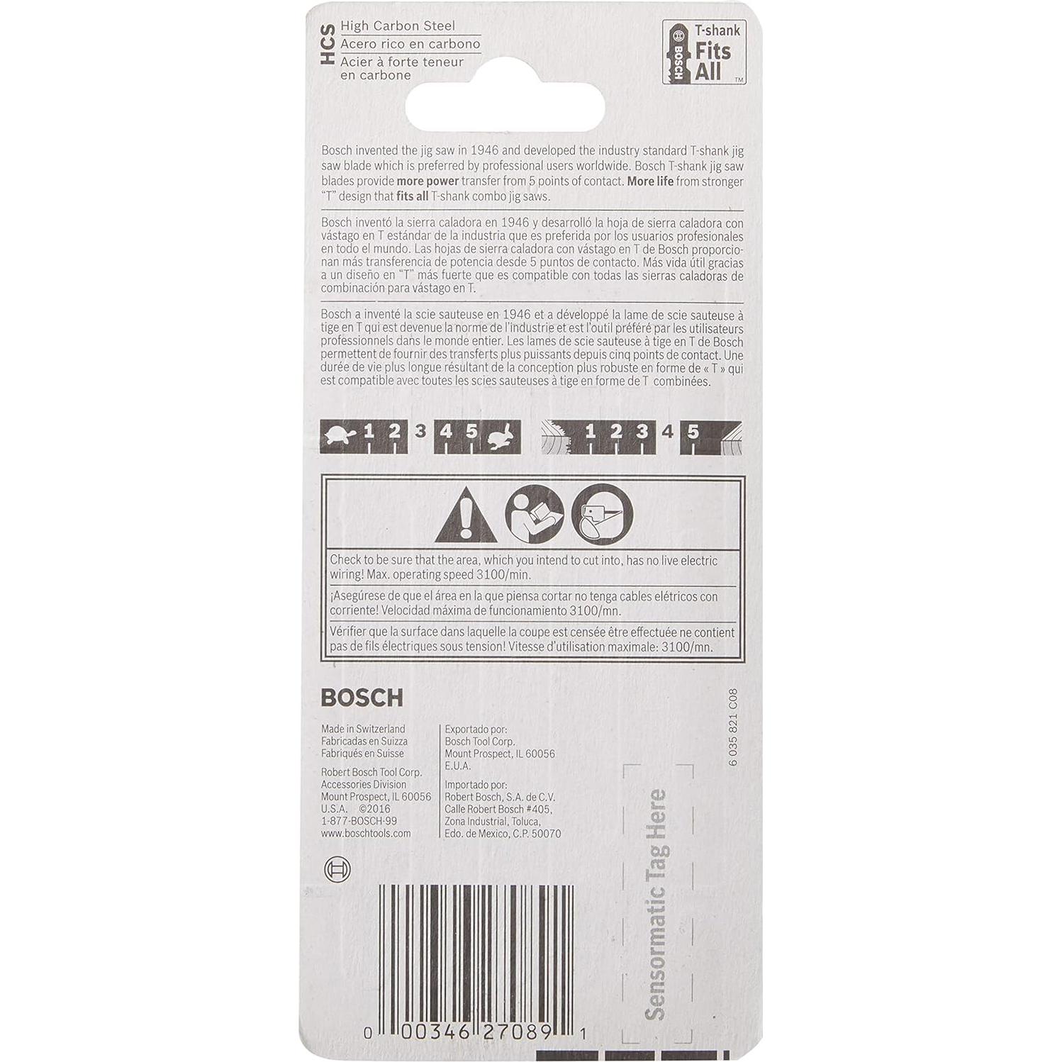 Hoja de Sierra de Calar BOSCH T101BR 10 TPI 10.16 cm 5 Piezas