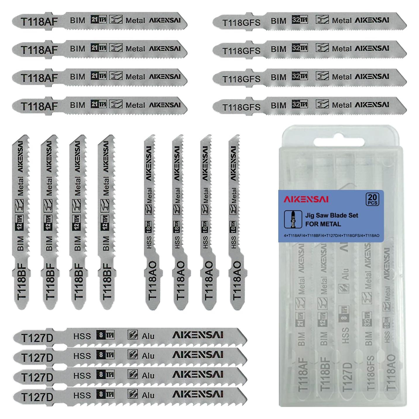 Juego de 20 Hojas de Sierra de Calar AIKENSAI para Metal