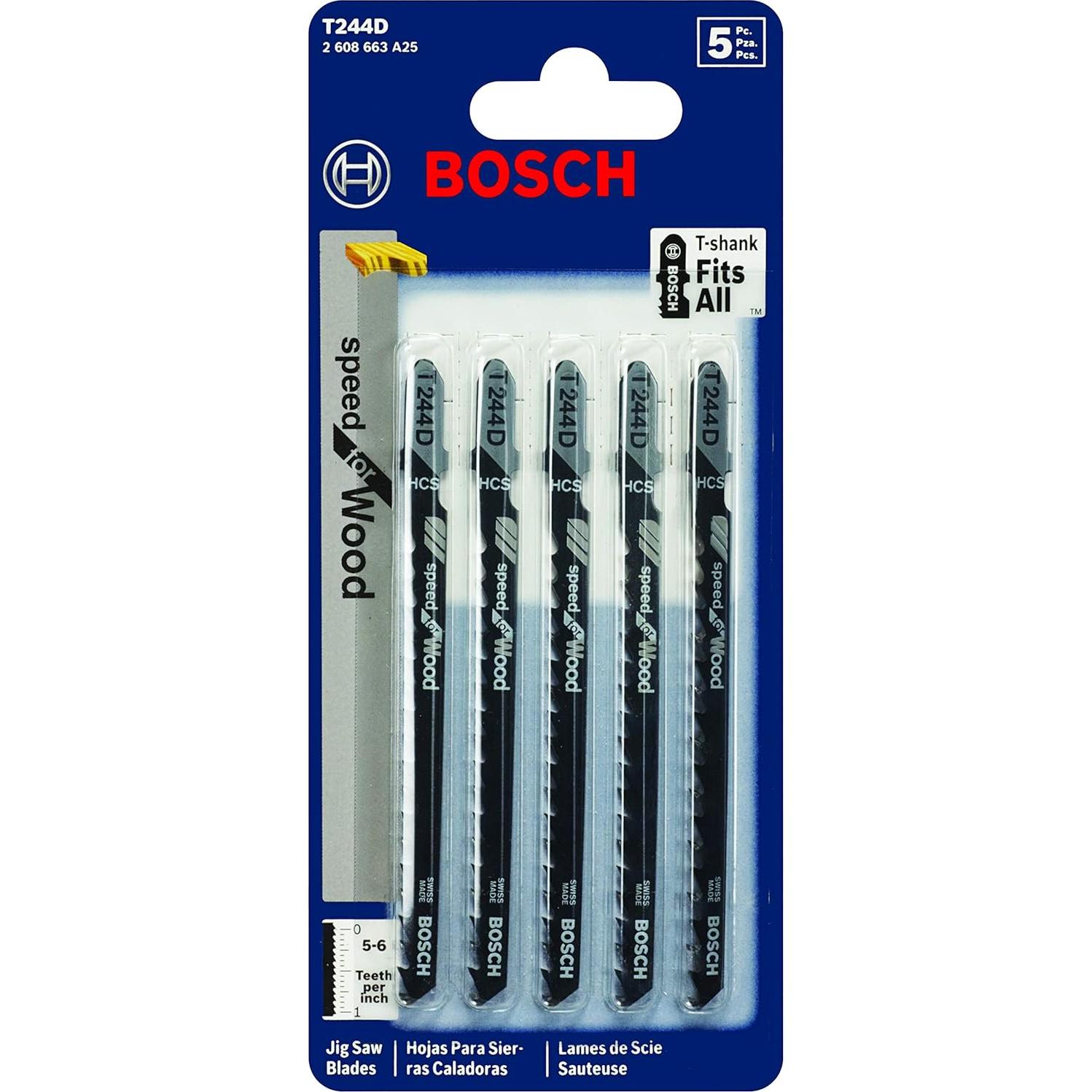 Sierras de Calar T-Shank Bosch T244D 5 Piezas 4" 6 TPI