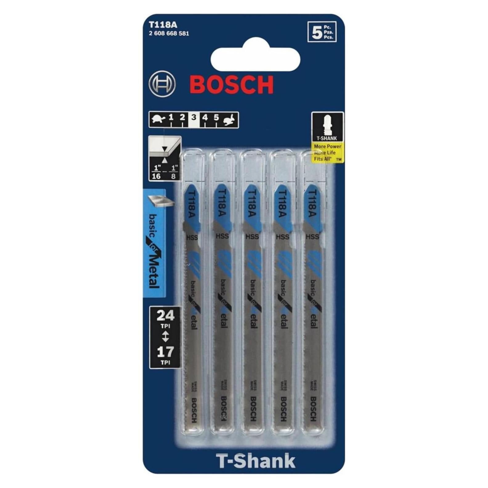 Cuchillas de sierra caladora HSS Bosch T118A - Paquete de 1