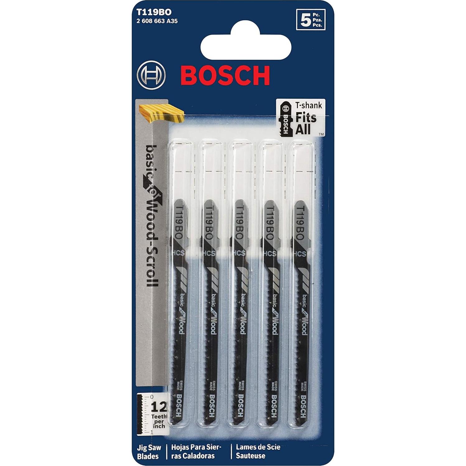 Hoja de Sierra de Calar Bosch T119BO 3" 12 TPI Acero Carbono - 5 Piezas