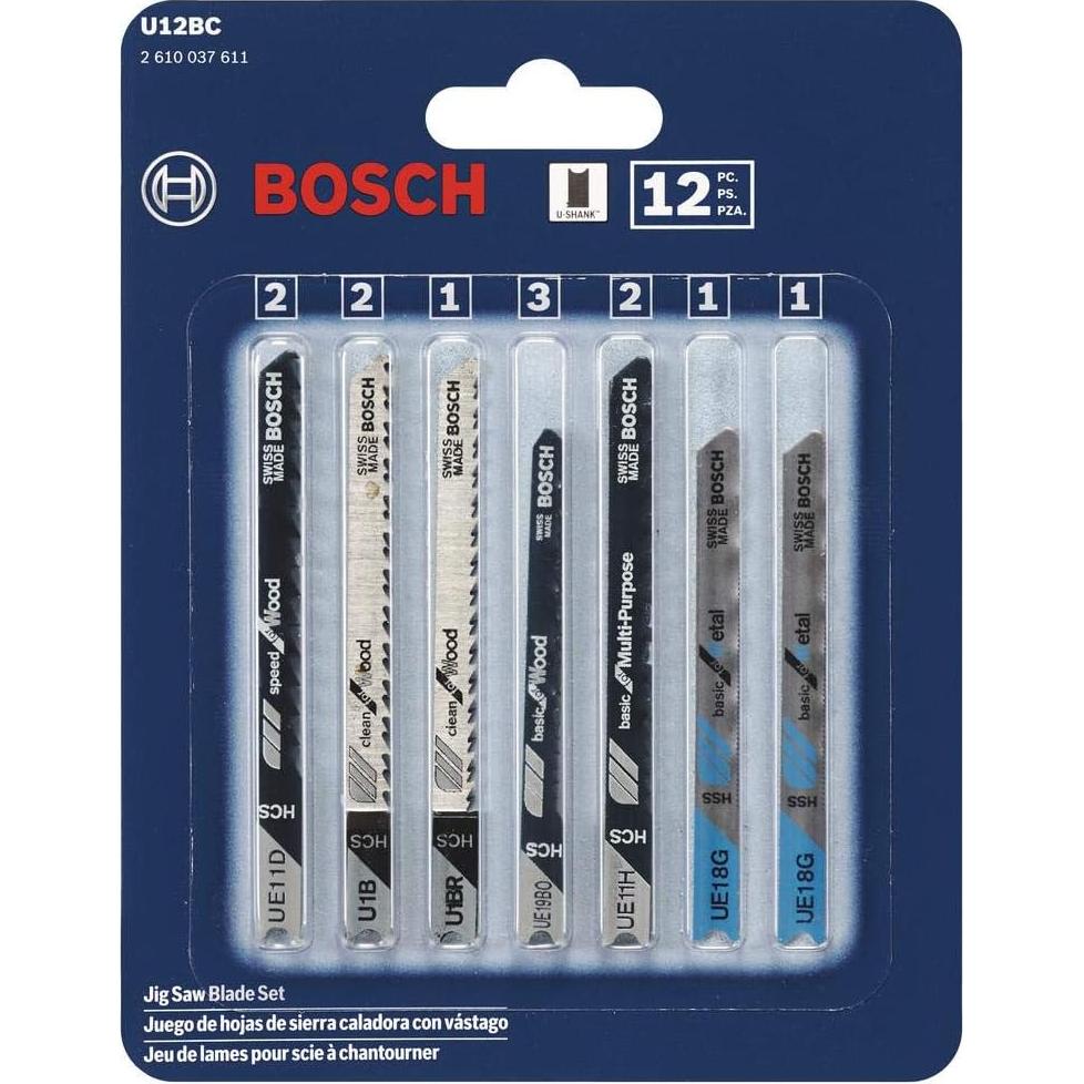 Juego de 12 Hojas de Sierra de Calar Bosch U12BC - Metal y Madera