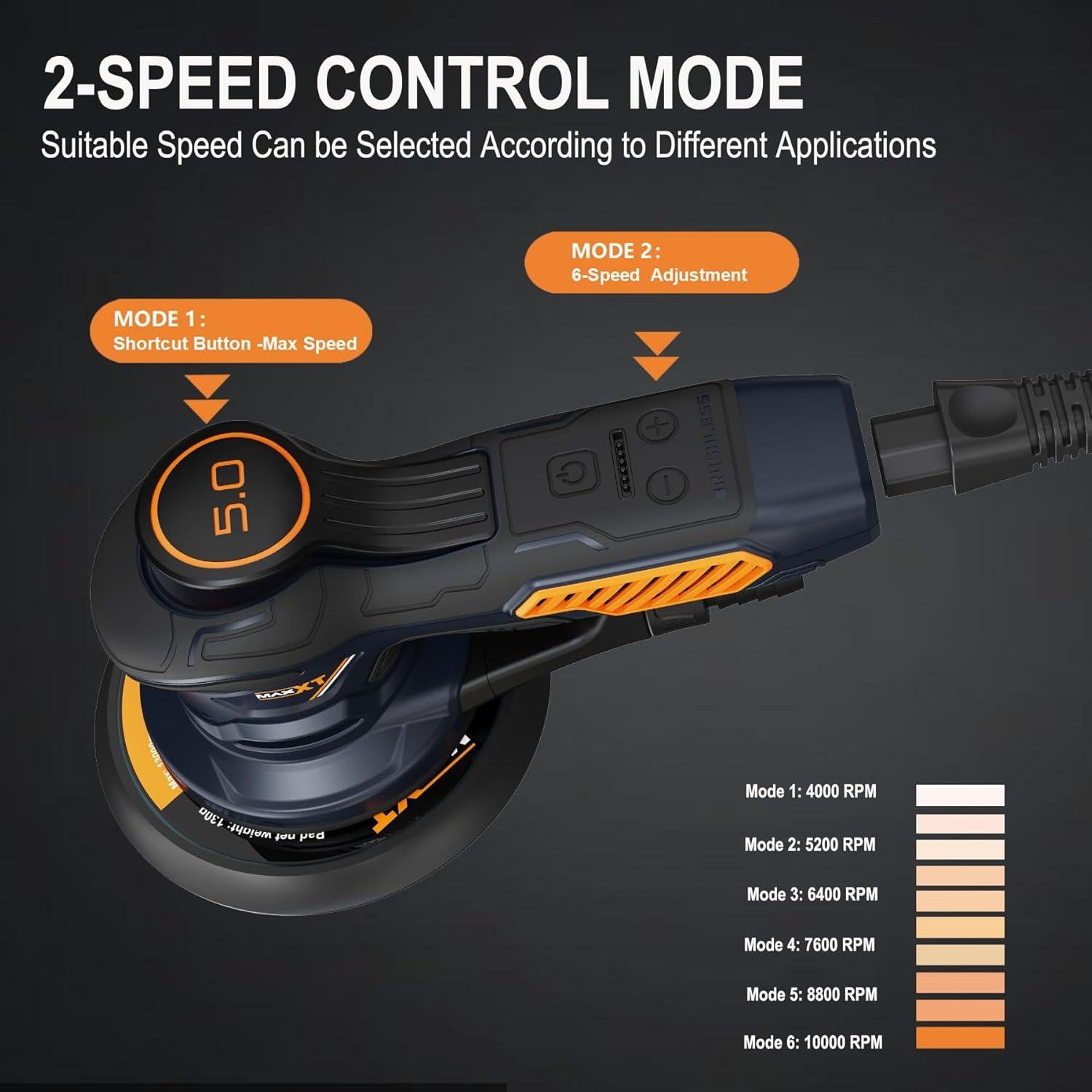 Lijadora Orbital Eléctrica MAXXT R7308 350W 10,000 RPM 6"