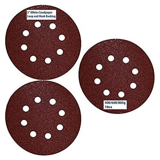 Disco de Lija 5" 8 Agujeros MTP Grano 400/600/800 - Paquete de 30
