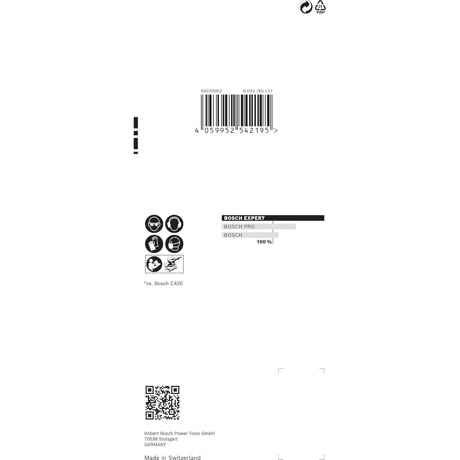 Papel de Lija Bosch Expert C470 80x133 mm Grano 120 - 10 Piezas