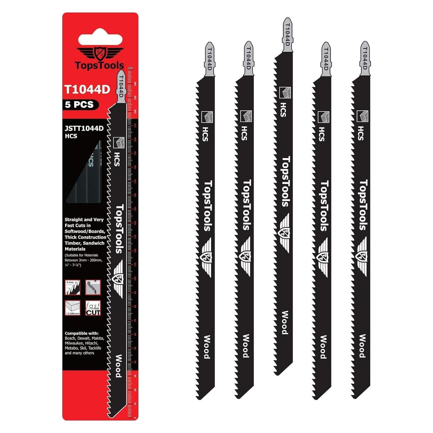 5 Cuchillas de Sierra de Calar TopsTools T1044D 250mm Madera