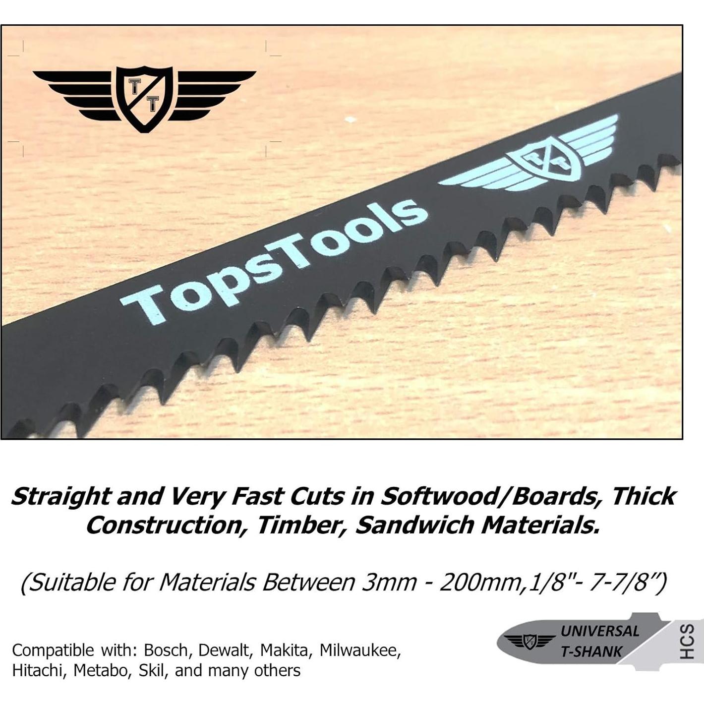 5 Cuchillas de Sierra de Calar TopsTools T1044D 250mm Madera