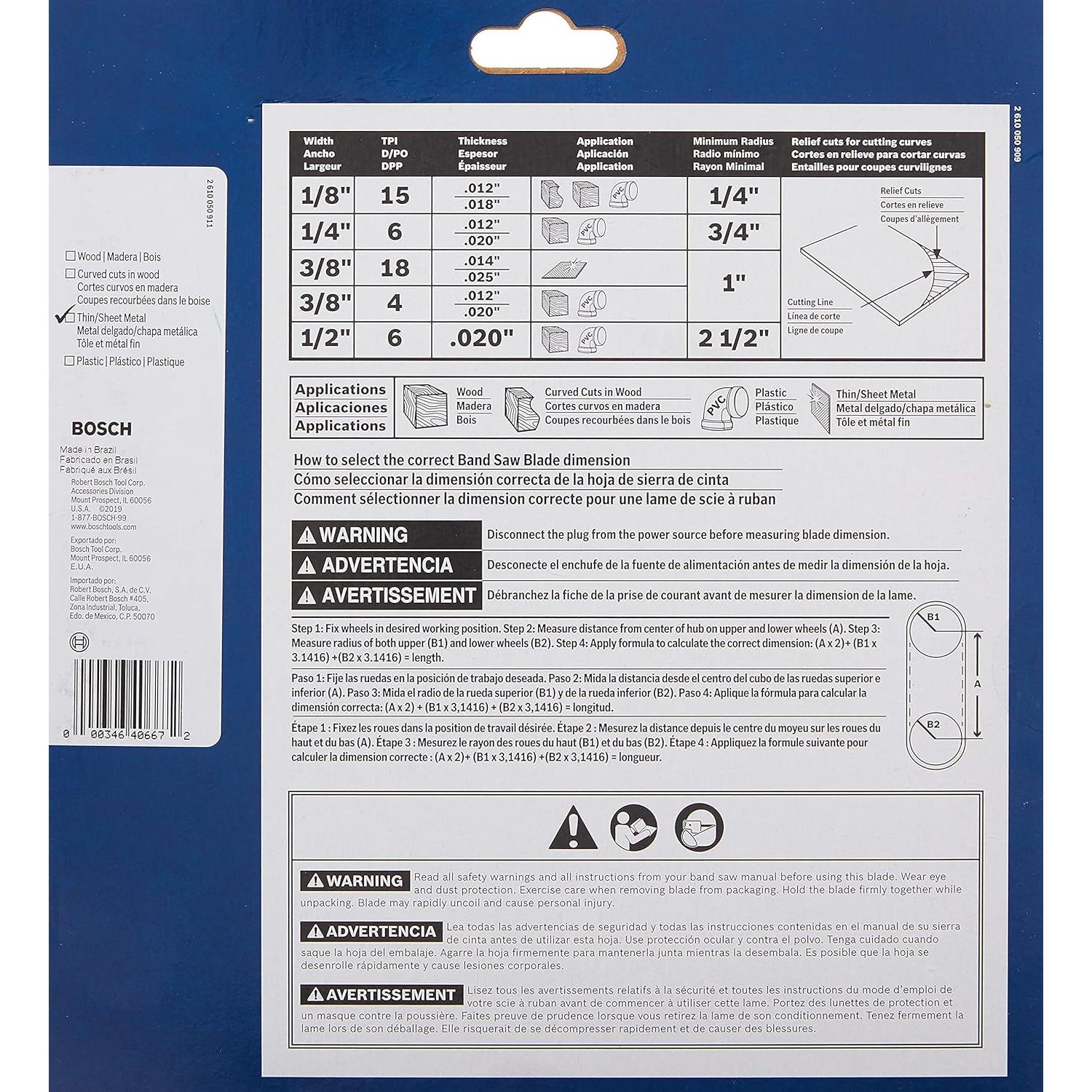 Cuchilla de Sierra de Banda Bosch BS6412-24M 163.83 cm 24 TPI Metal