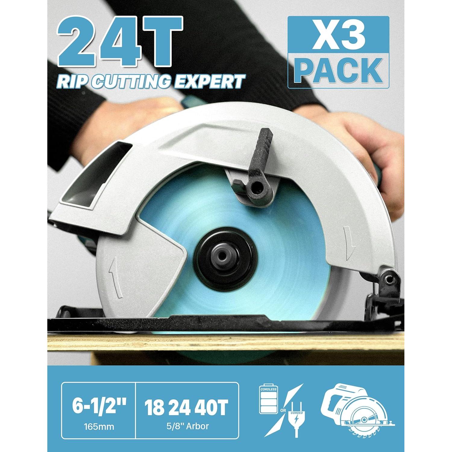 Hojas de Sierra Circular KEENTECH 16.5 cm ATB 18T 24T 40T - Paquete de 3