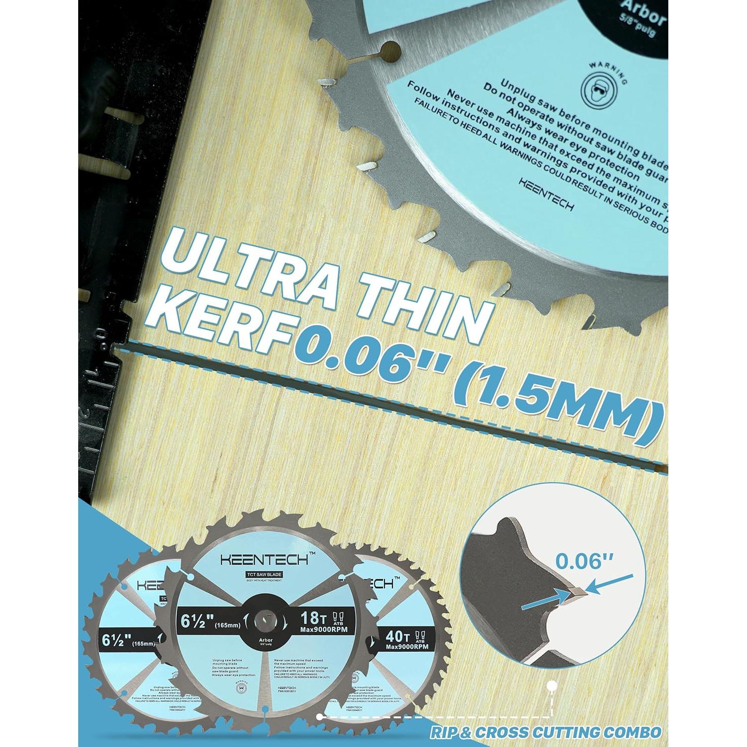 Hojas de Sierra Circular KEENTECH 16.5 cm ATB 18T 24T 40T - Paquete de 3