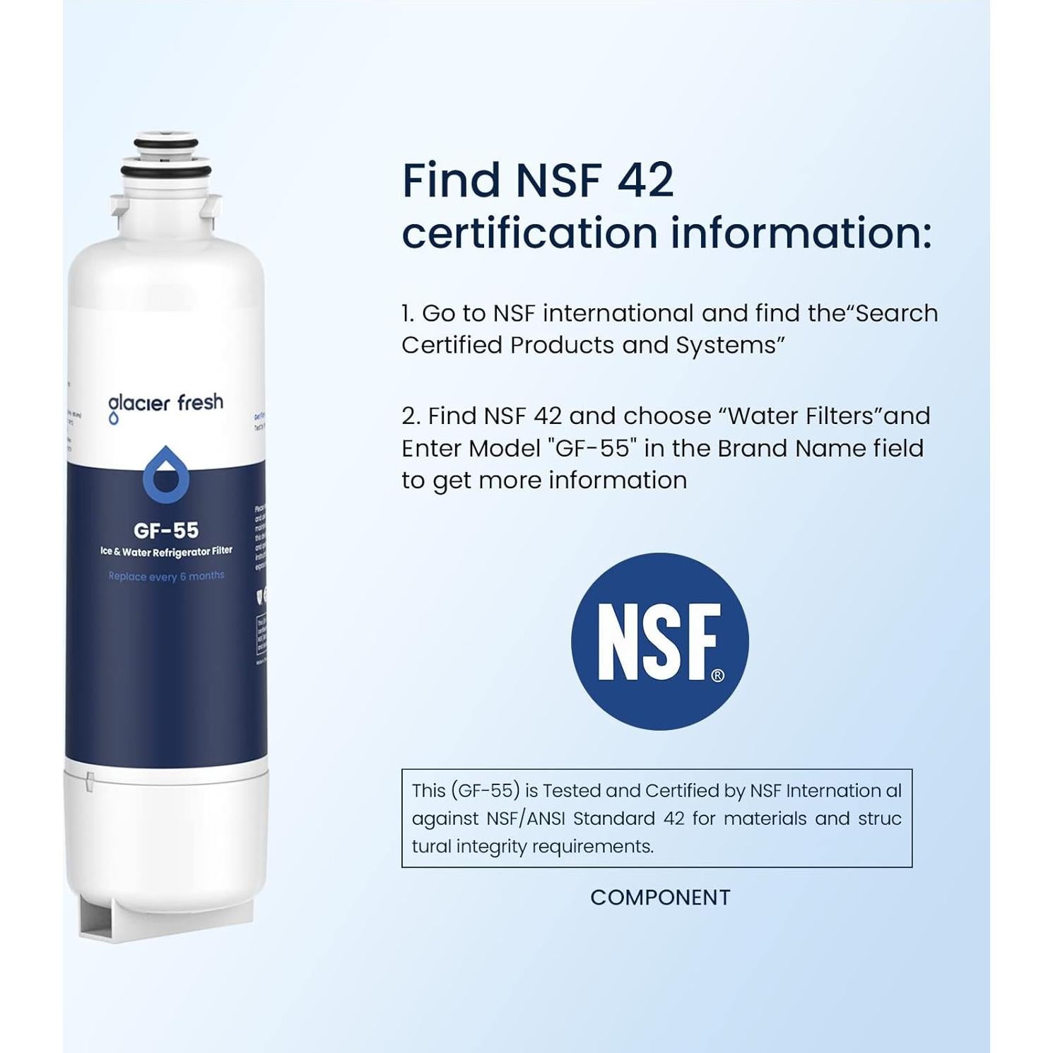 Filtro de Agua GLACIER FRESH GF55 para Refrigerador Bosch - 3 Unidades