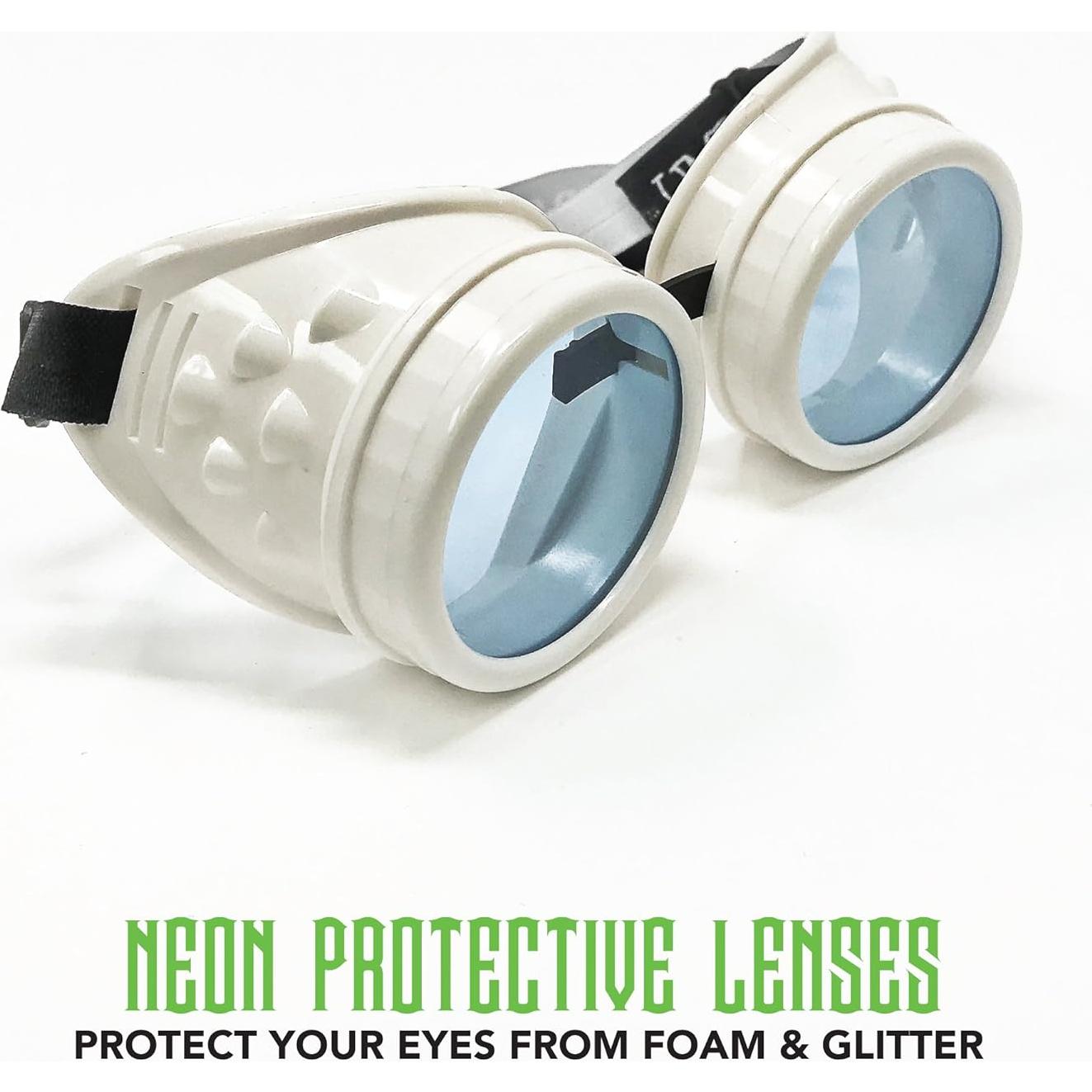 Gafas Steampunk Rave Hyper Vision UMBRELLALABORATORY UV Blancas