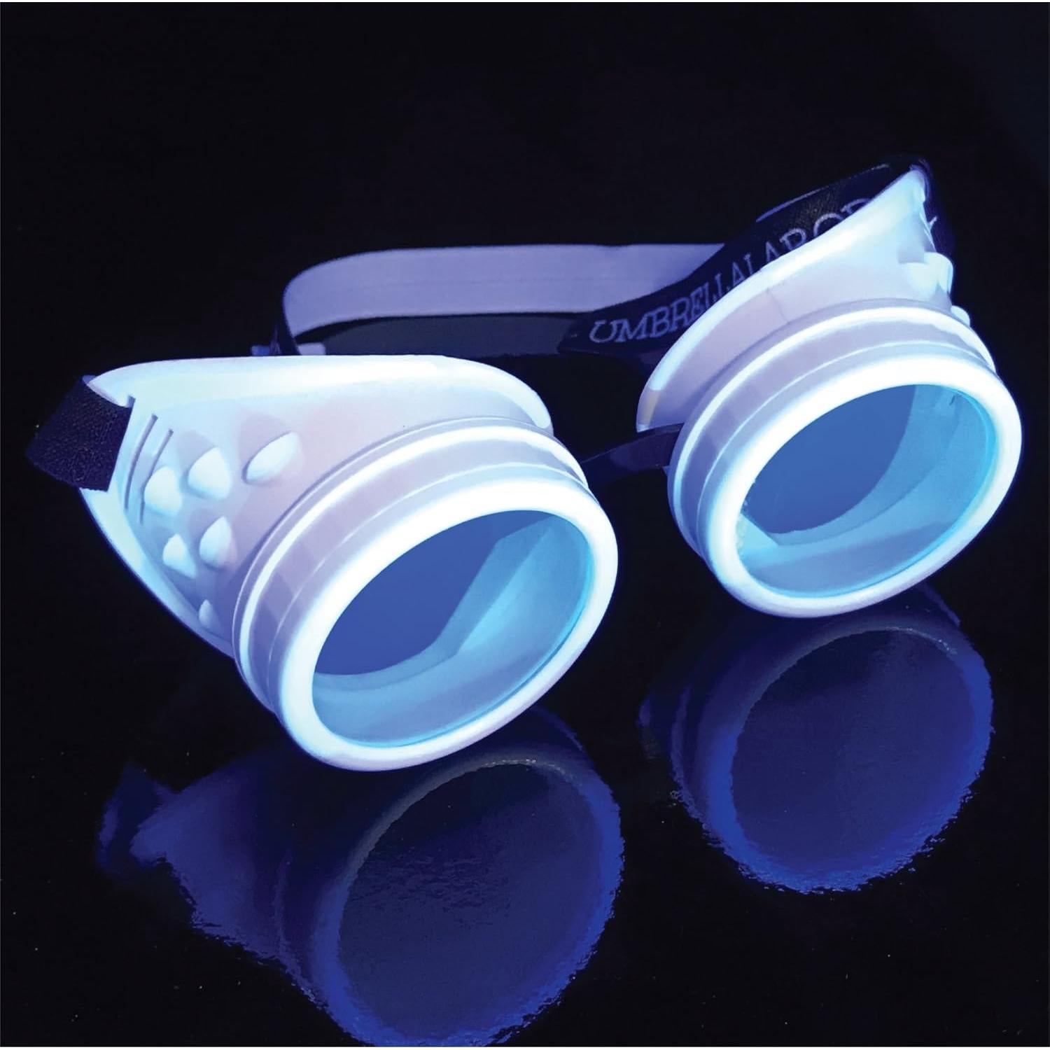 Gafas Steampunk Rave Hyper Vision UMBRELLALABORATORY UV Blancas