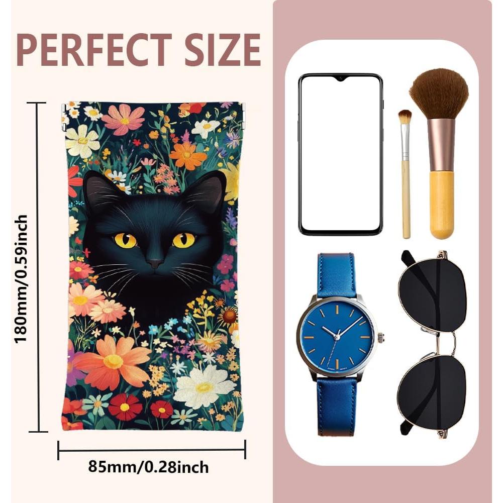 Estuche de Gafas GLOBLELAND Gato Negro 18cm PU Impermeable