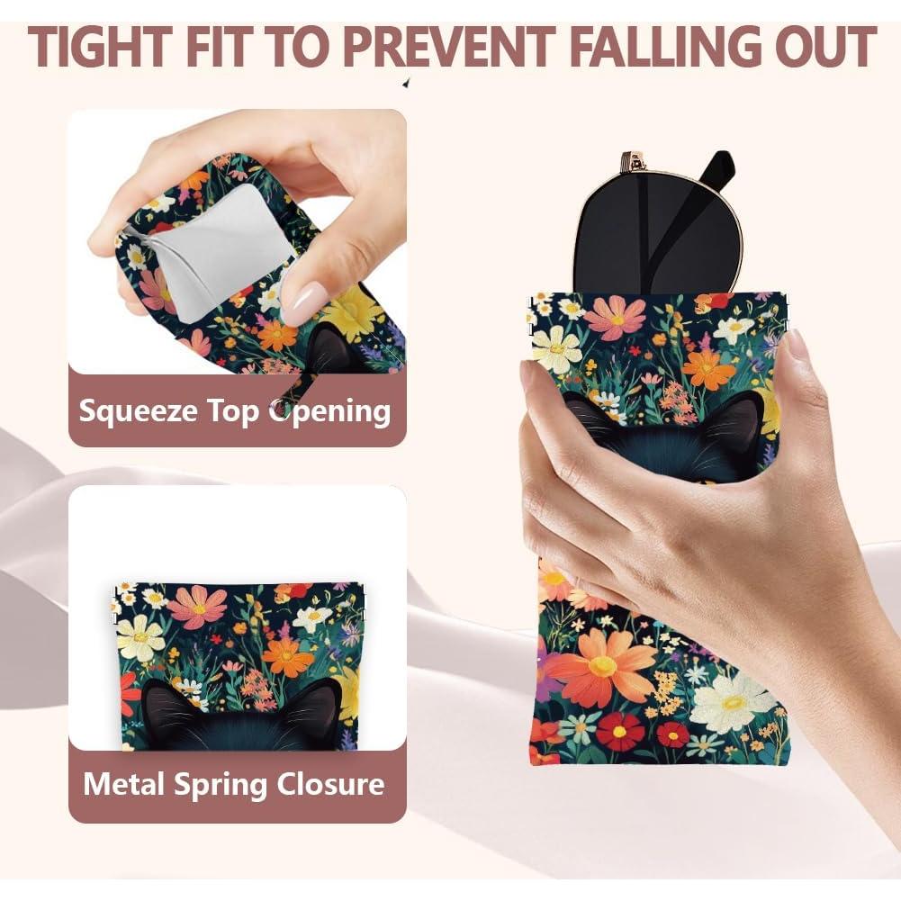 Estuche de Gafas GLOBLELAND Gato Negro 18cm PU Impermeable